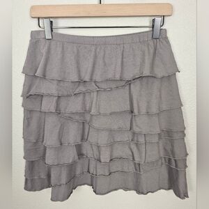 Garnet Hill Gray Tiered Ruffle Jersey Knit Skirt